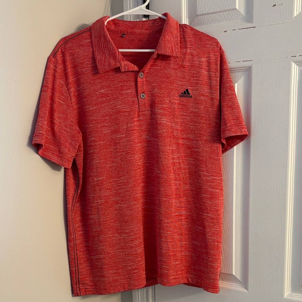 Adidas Men's Heathered Red Polo Shirt